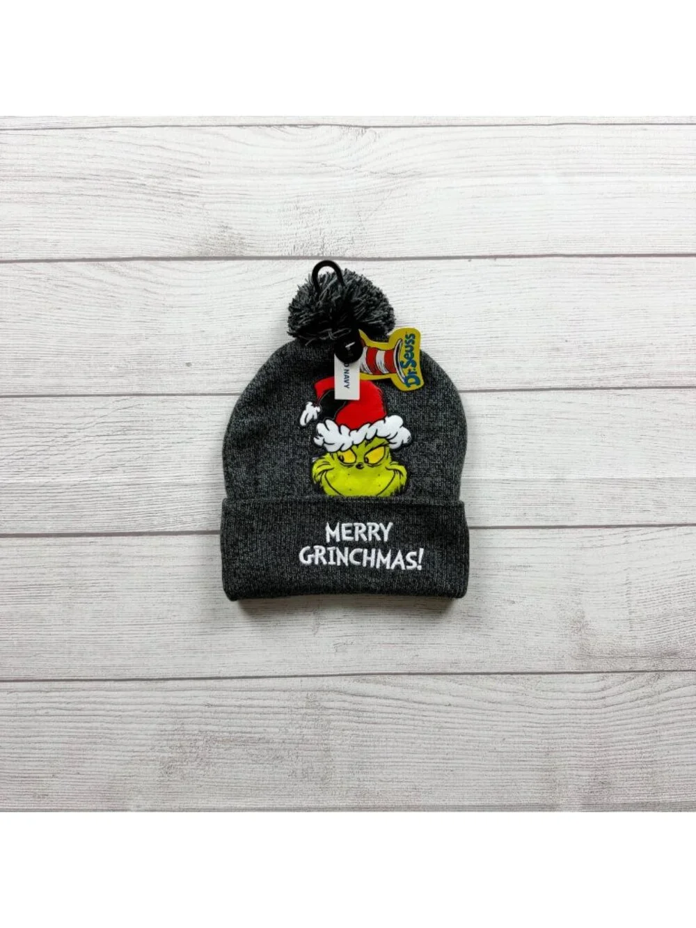 Old Navy Dr. Seuss Merry Grinchmas Grinch Pom Beanie Hat NWT One Size Youth